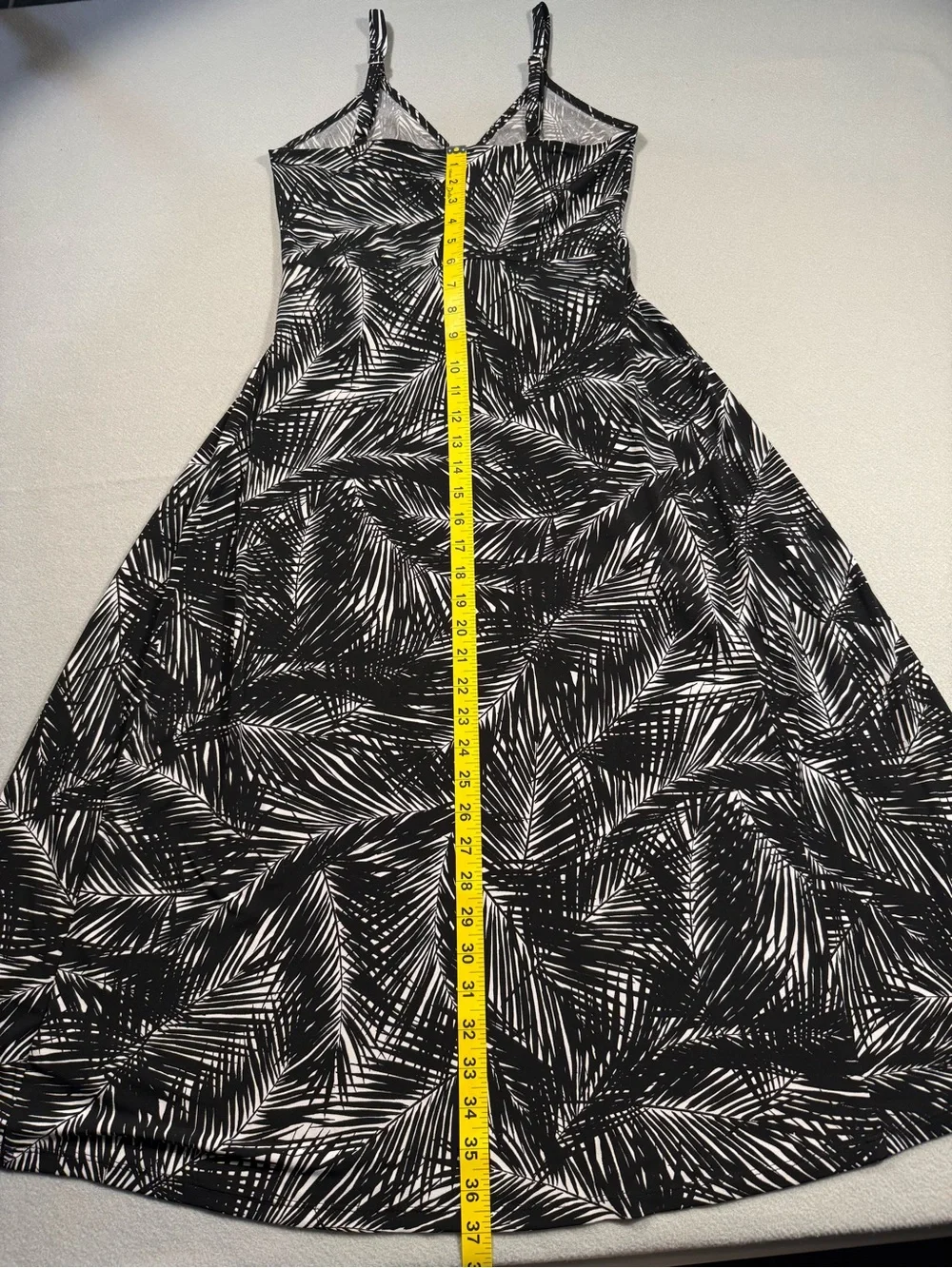 Michael Kors Small Black White Palm-Print Maxi Sundress Flowy Adjustable Beach